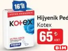 KOTEX HİJYENİK PED ULTRA GECE 16'LI